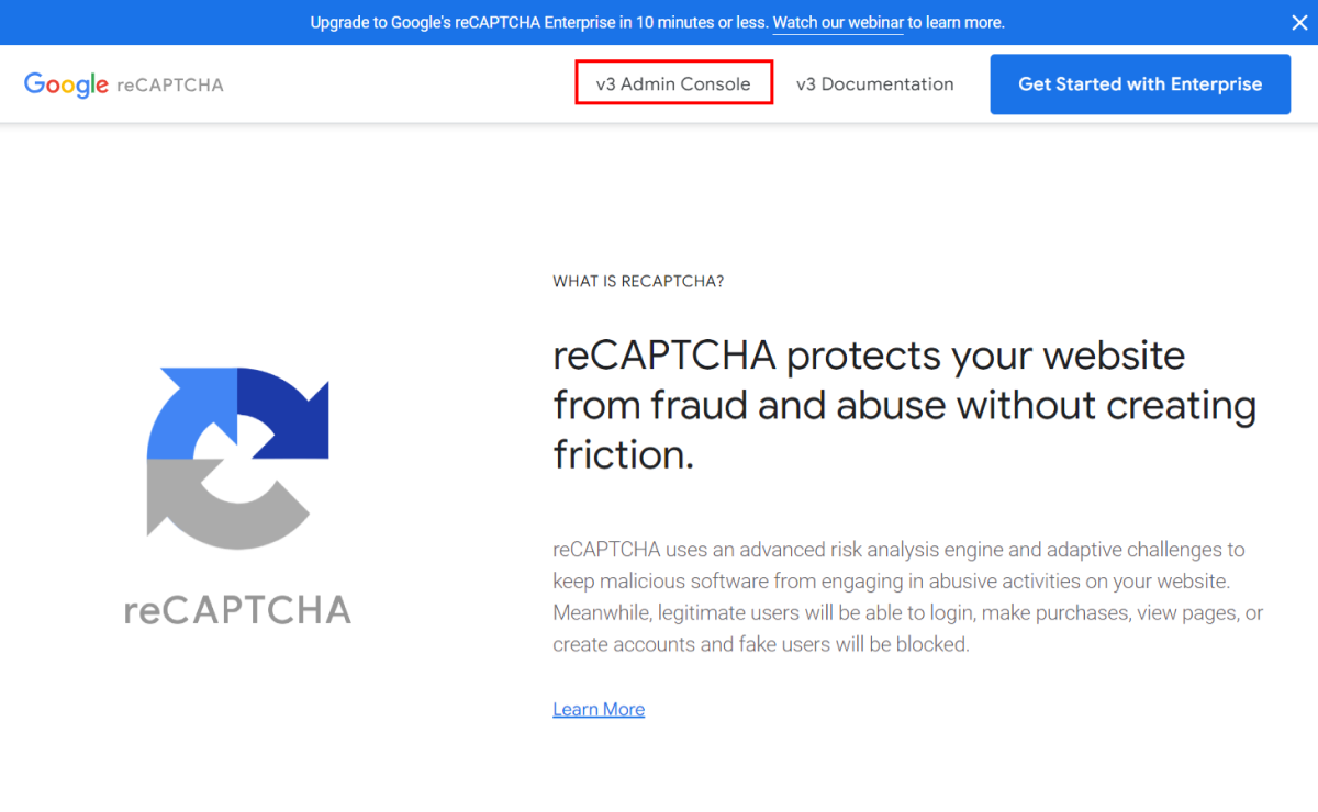 Google reCAPTCHAページ